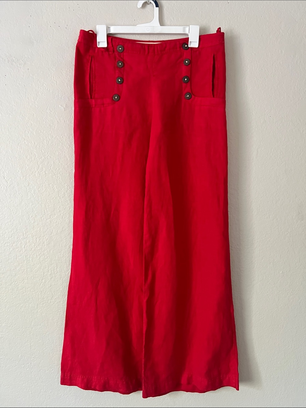 EUC DAUGHTERS OF THE LIBERATION Wide Leg Linen Pants Red Size 12